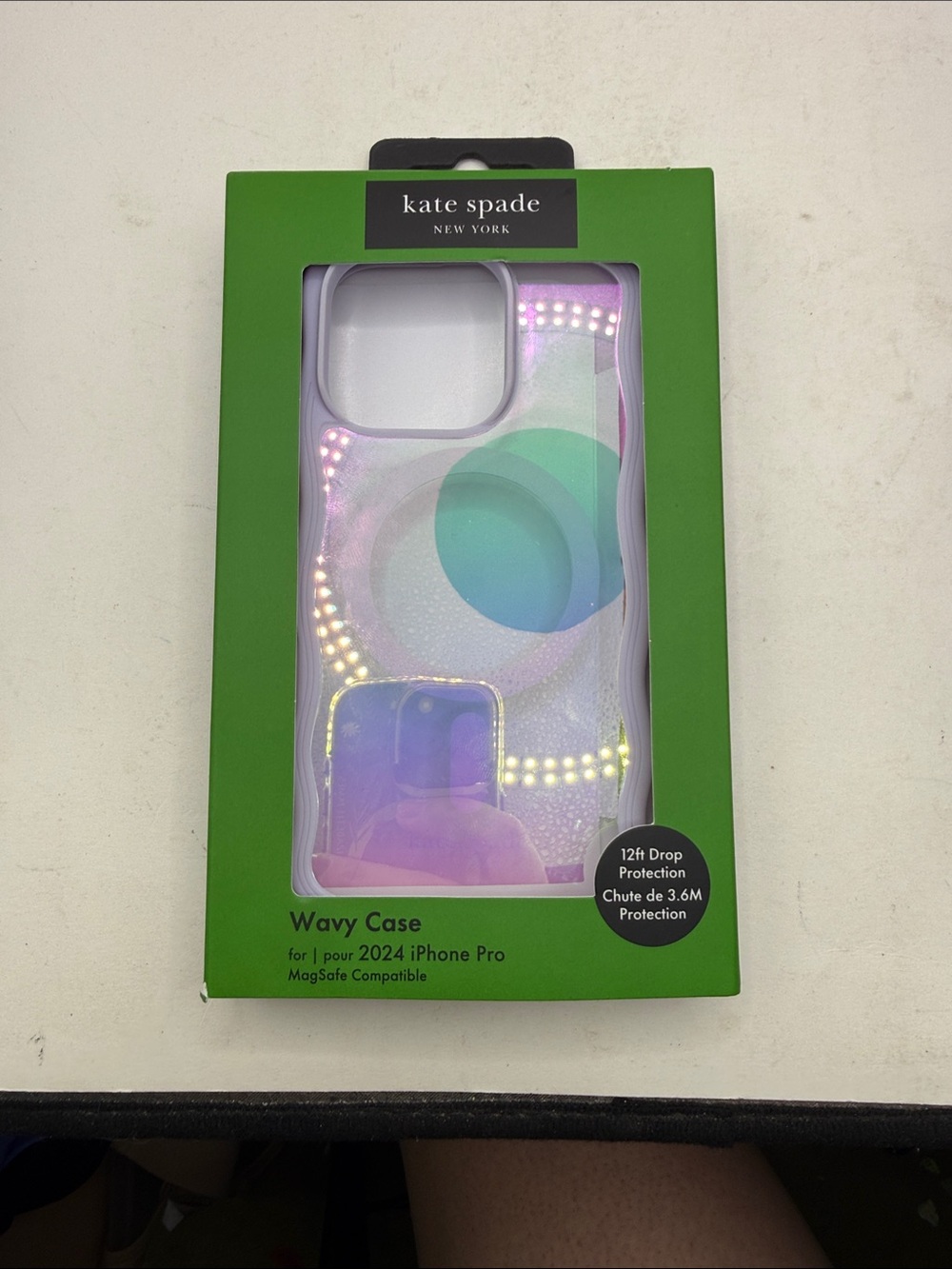 NWT Kate Spade Wavy Phone Case MagSafe iPhone 16 Pro Opal Iridescent Rainbow